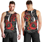 Collingwood Magpies ANZAC Personalised Men Tank Top Lest We Forget Poppy Camo
