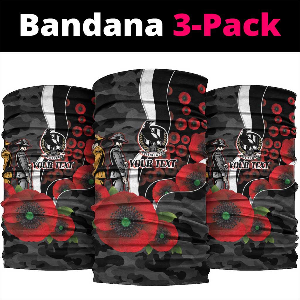 Collingwood Magpies ANZAC Personalised Neck Gaiter Lest We Forget Poppy Camo