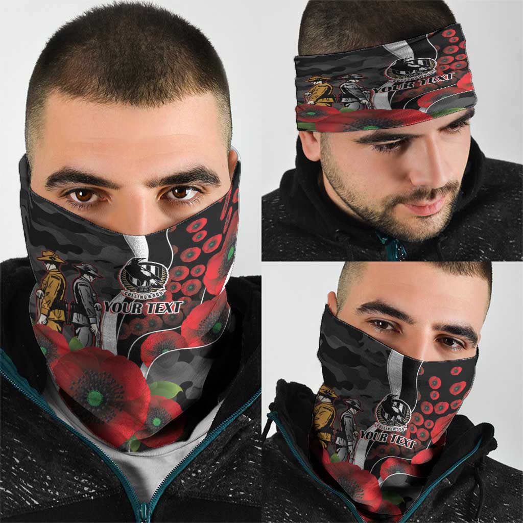 Collingwood Magpies ANZAC Personalised Neck Gaiter Lest We Forget Poppy Camo