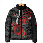 Collingwood Magpies ANZAC Personalised Padded Jacket Lest We Forget Poppy Camo