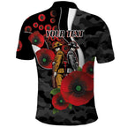 Collingwood Magpies ANZAC Personalised Polo Shirt Lest We Forget Poppy Camo