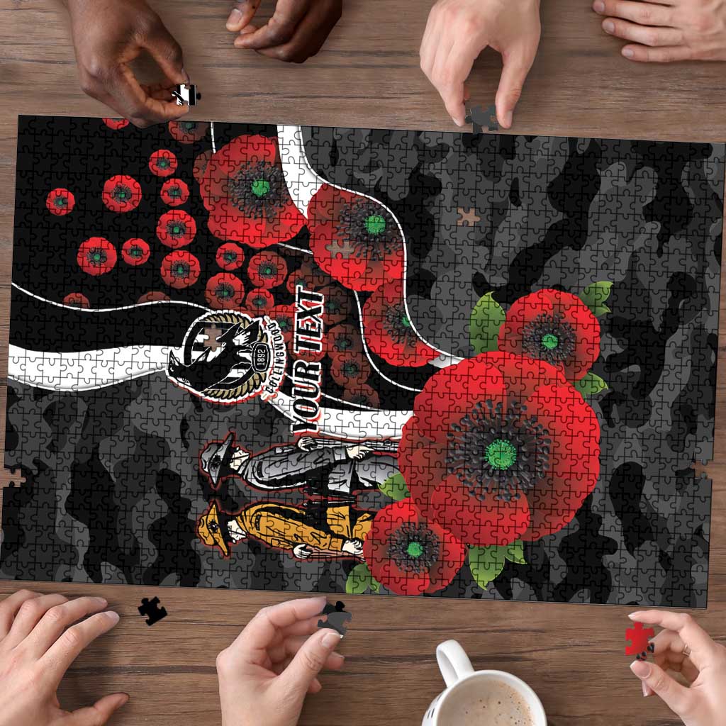 Collingwood Magpies ANZAC Personalised Puzzle Lest We Forget Poppy Camo