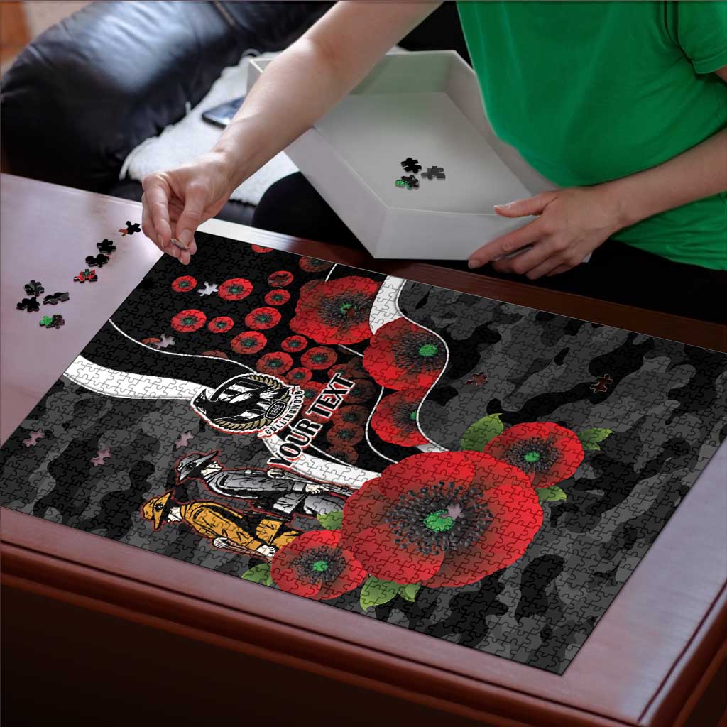 Collingwood Magpies ANZAC Personalised Puzzle Lest We Forget Poppy Camo