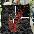 Collingwood Magpies ANZAC Personalised Quilt Lest We Forget Poppy Camo