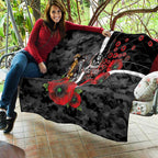 Collingwood Magpies ANZAC Personalised Quilt Lest We Forget Poppy Camo