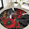 Collingwood Magpies ANZAC Personalised Round Carpet Lest We Forget Poppy Camo