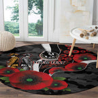 Collingwood Magpies ANZAC Personalised Round Carpet Lest We Forget Poppy Camo