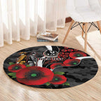 Collingwood Magpies ANZAC Personalised Round Carpet Lest We Forget Poppy Camo