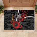 Collingwood Magpies ANZAC Personalised Rubber Doormat Lest We Forget Poppy Camo