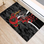 Collingwood Magpies ANZAC Personalised Rubber Doormat Lest We Forget Poppy Camo