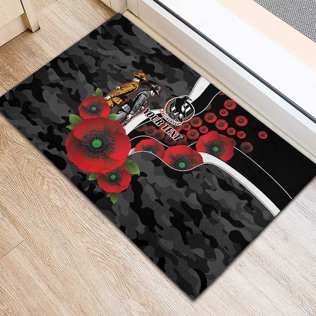 Collingwood Magpies ANZAC Personalised Rubber Doormat Lest We Forget Poppy Camo