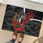 Collingwood Magpies ANZAC Personalised Rubber Doormat Lest We Forget Poppy Camo