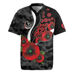 Collingwood Magpies ANZAC Personalised Rugby Jersey Lest We Forget Poppy Camo