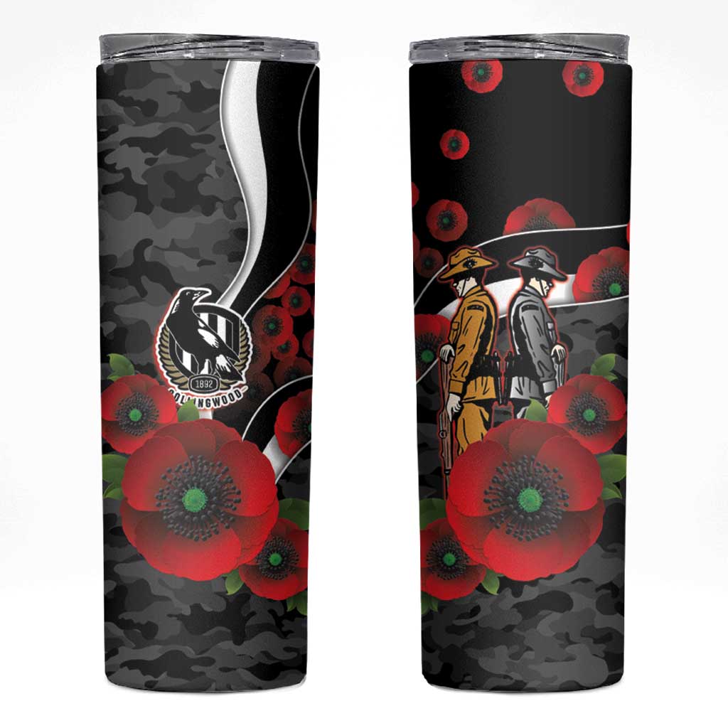 Collingwood Magpies ANZAC Personalised Skinny Tumbler Lest We Forget Poppy Camo