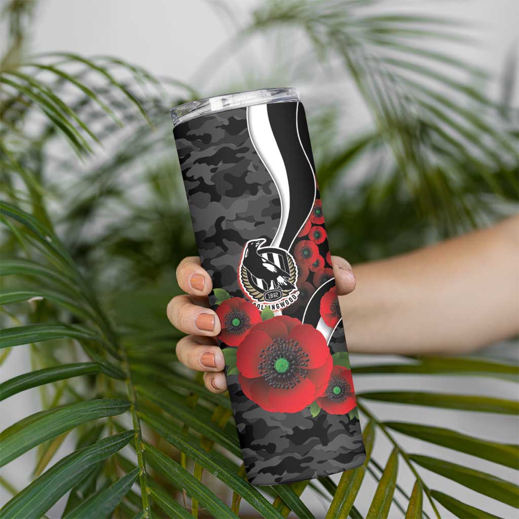 Collingwood Magpies ANZAC Personalised Skinny Tumbler Lest We Forget Poppy Camo