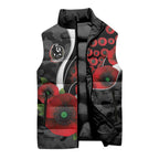 Collingwood Magpies ANZAC Personalised Sleeveless Puffer Jacket Lest We Forget Poppy Camo