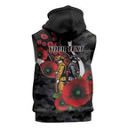 Collingwood Magpies ANZAC Personalised Sleeveless Zip Hoodie Lest We Forget Poppy Camo