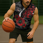 Collingwood Magpies ANZAC Personalised Sleeveless Zip Hoodie Lest We Forget Poppy Camo