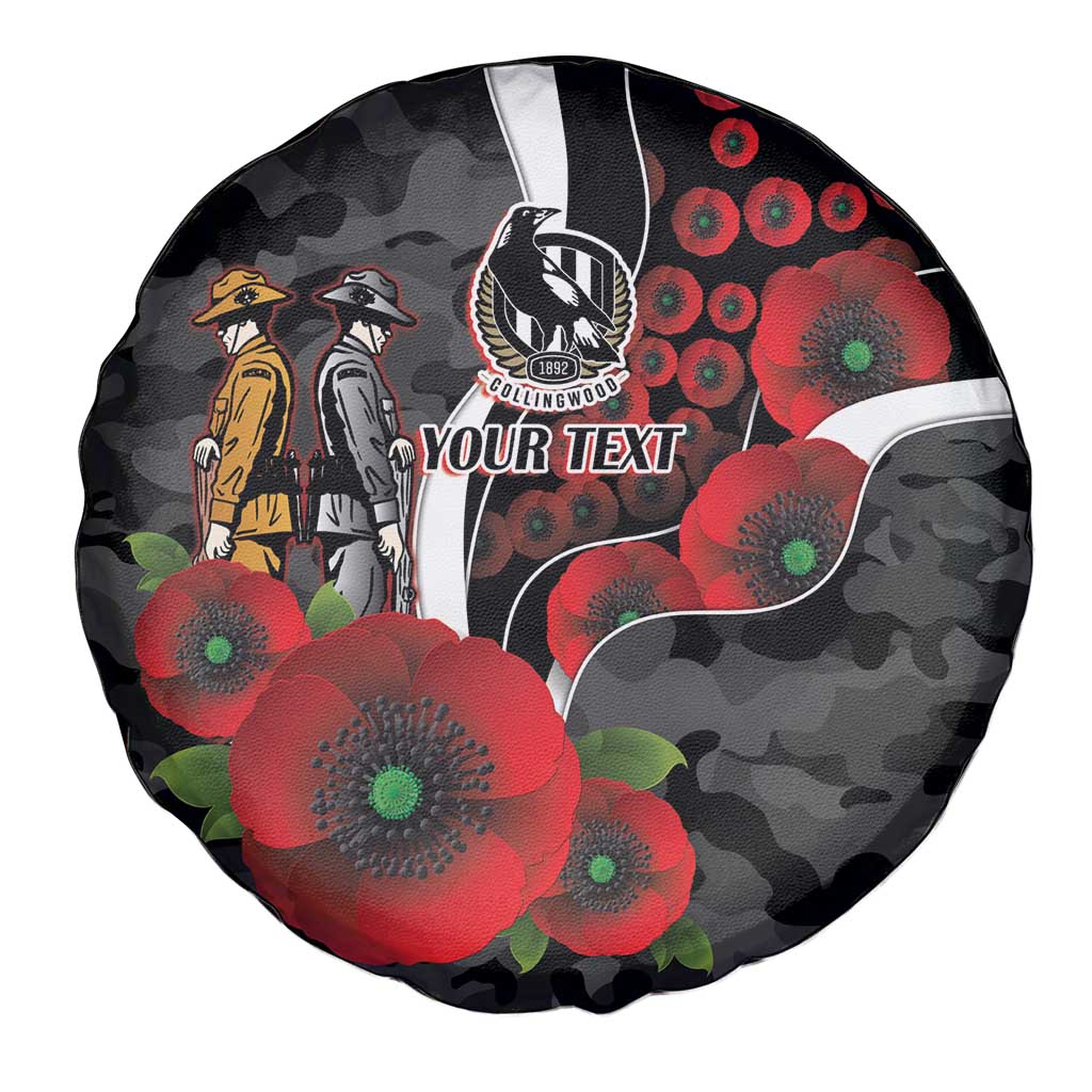 Collingwood Magpies ANZAC Personalised Spare Tire Cover Lest We Forget Poppy Camo