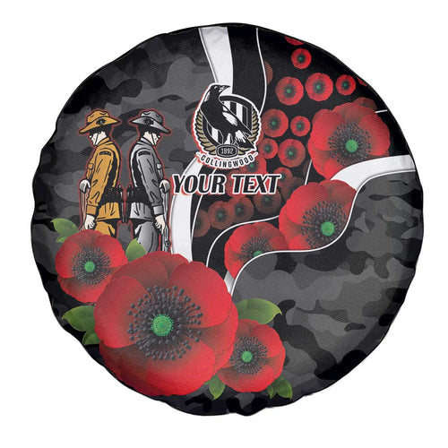 Collingwood Magpies ANZAC Personalised Spare Tire Cover Lest We Forget Poppy Camo