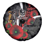 Collingwood Magpies ANZAC Personalised Spare Tire Cover Lest We Forget Poppy Camo