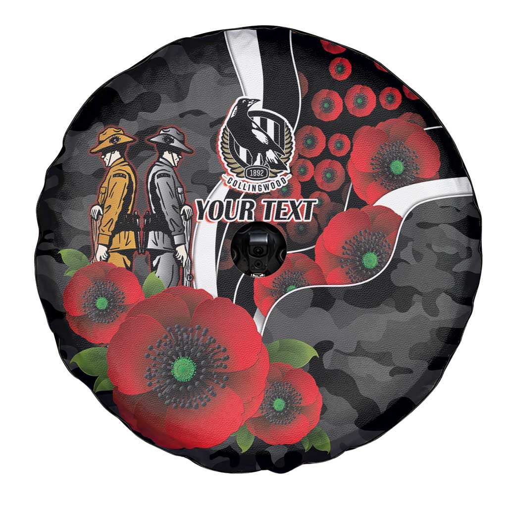 Collingwood Magpies ANZAC Personalised Spare Tire Cover Lest We Forget Poppy Camo