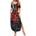 Collingwood Magpies ANZAC Personalised Summer Maxi Dress Lest We Forget Poppy Camo
