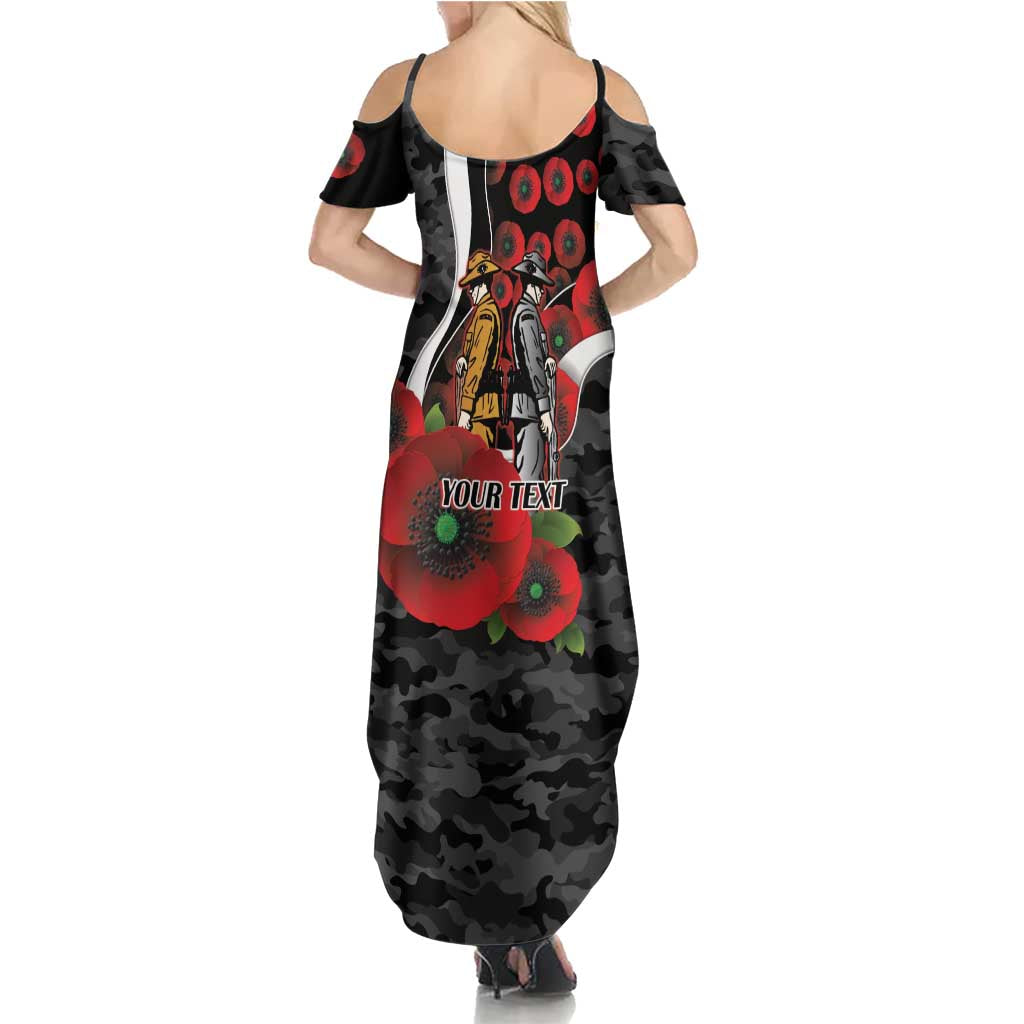 Collingwood Magpies ANZAC Personalised Summer Maxi Dress Lest We Forget Poppy Camo