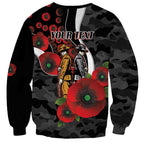 Collingwood Magpies ANZAC Personalised Sweatshirt Lest We Forget Poppy Camo