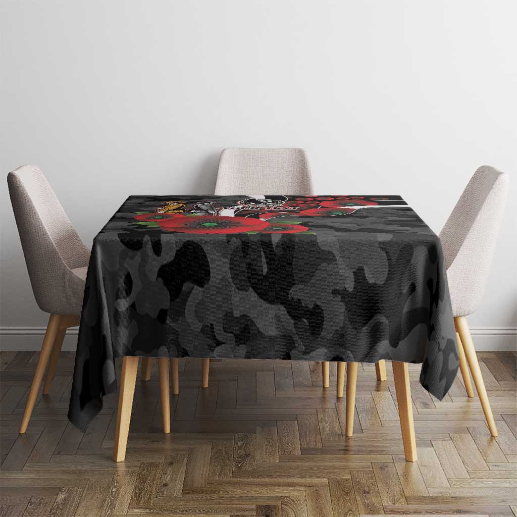 Collingwood Magpies ANZAC Personalised Tablecloth Lest We Forget Poppy Camo