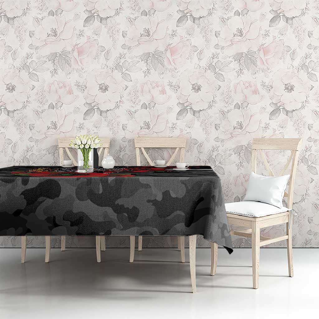 Collingwood Magpies ANZAC Personalised Tablecloth Lest We Forget Poppy Camo