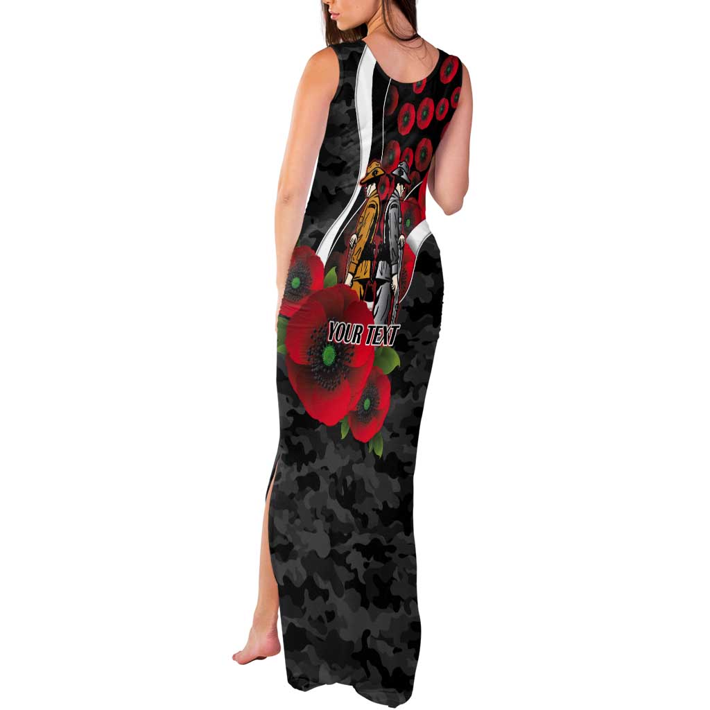 Collingwood Magpies ANZAC Personalised Tank Maxi Dress Lest We Forget Poppy Camo