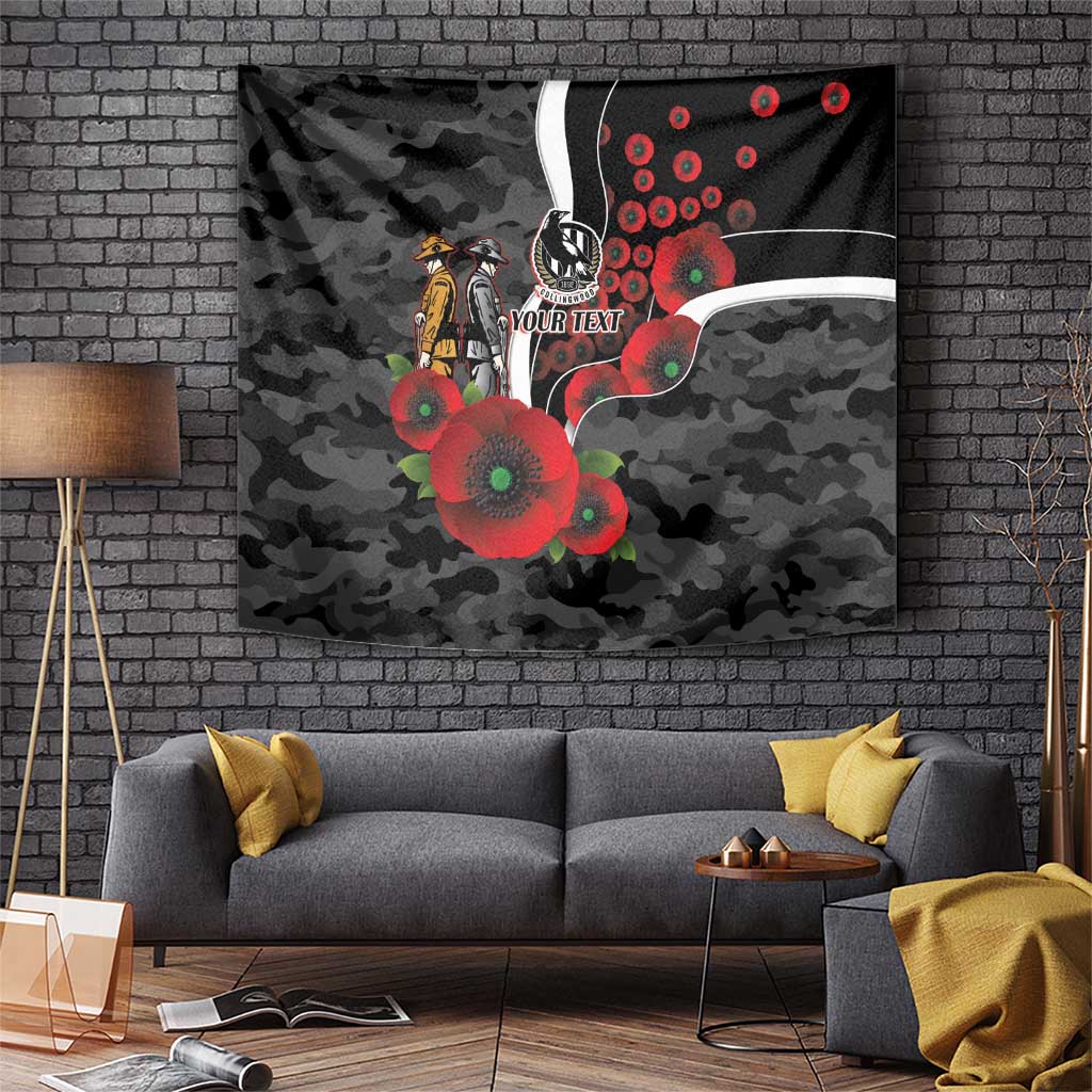 Collingwood Magpies ANZAC Personalised Tapestry Lest We Forget Poppy Camo