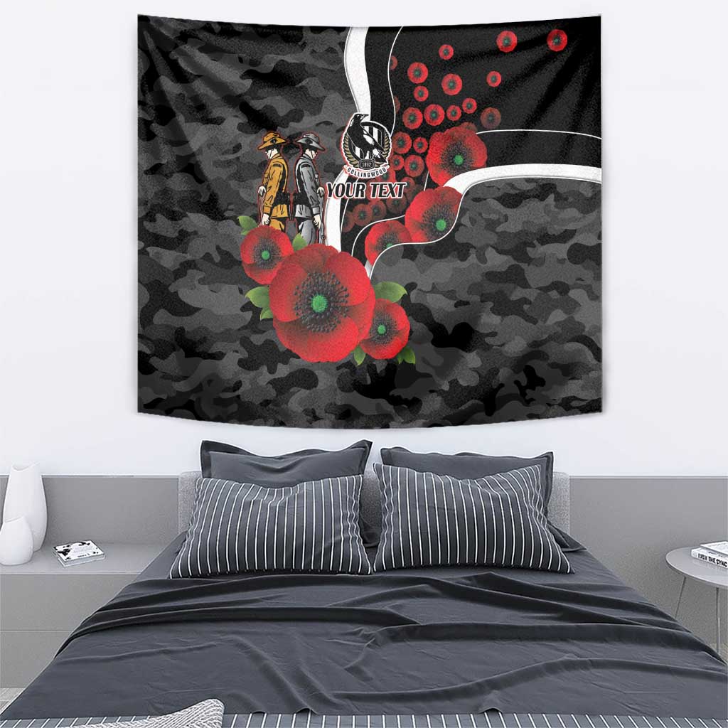 Collingwood Magpies ANZAC Personalised Tapestry Lest We Forget Poppy Camo
