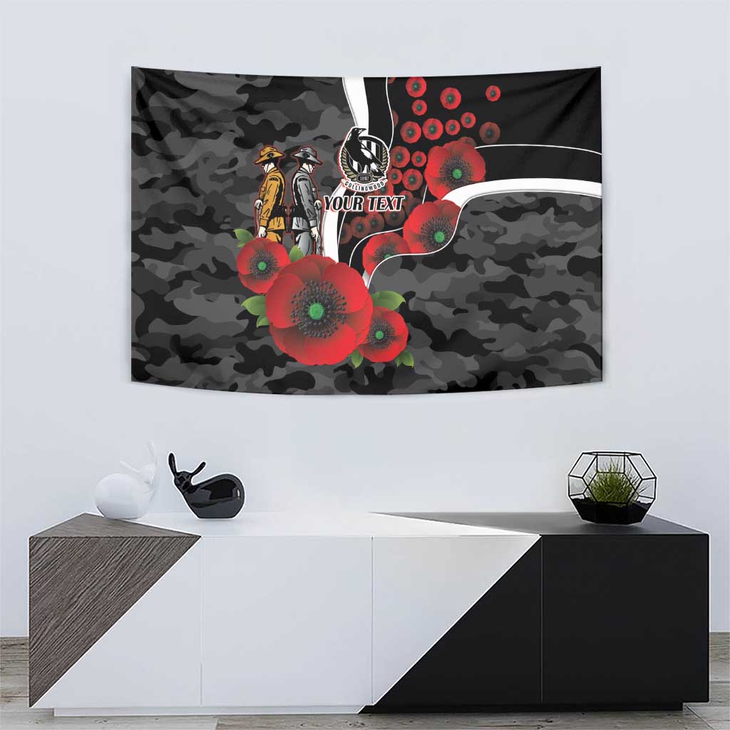 Collingwood Magpies ANZAC Personalised Tapestry Lest We Forget Poppy Camo