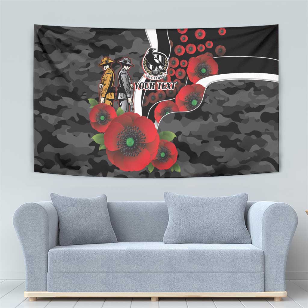 Collingwood Magpies ANZAC Personalised Tapestry Lest We Forget Poppy Camo