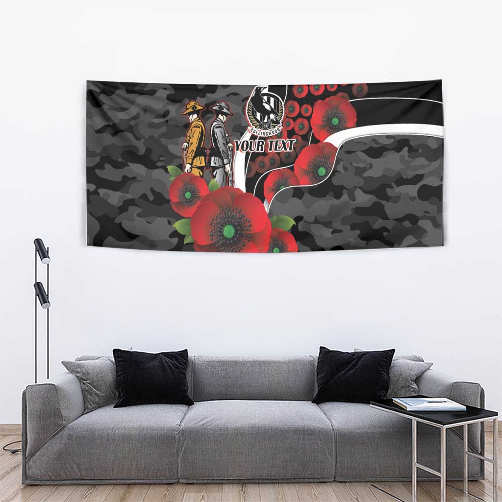Collingwood Magpies ANZAC Personalised Tapestry Lest We Forget Poppy Camo