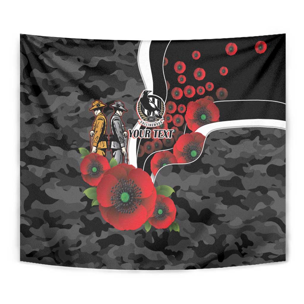 Collingwood Magpies ANZAC Personalised Tapestry Lest We Forget Poppy Camo