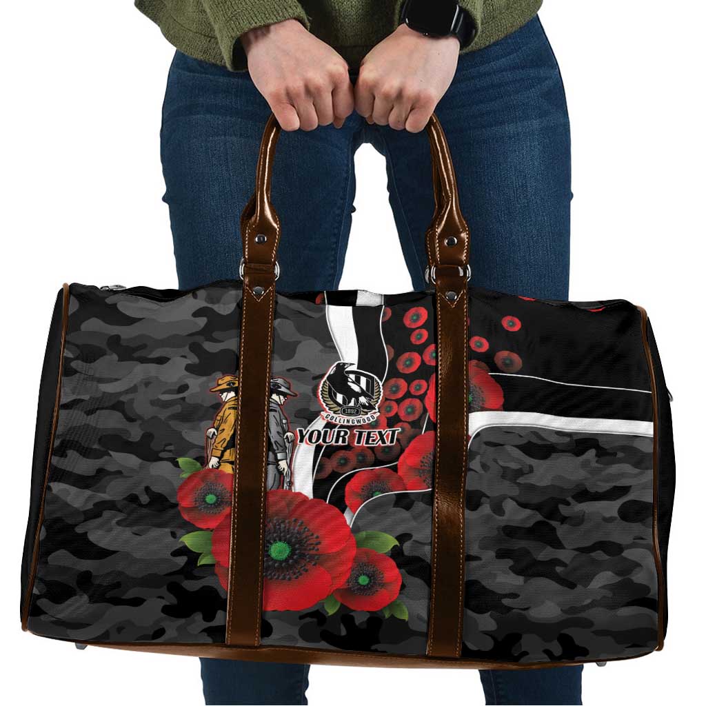 Collingwood Magpies ANZAC Personalised Travel Bag Lest We Forget Poppy Camo
