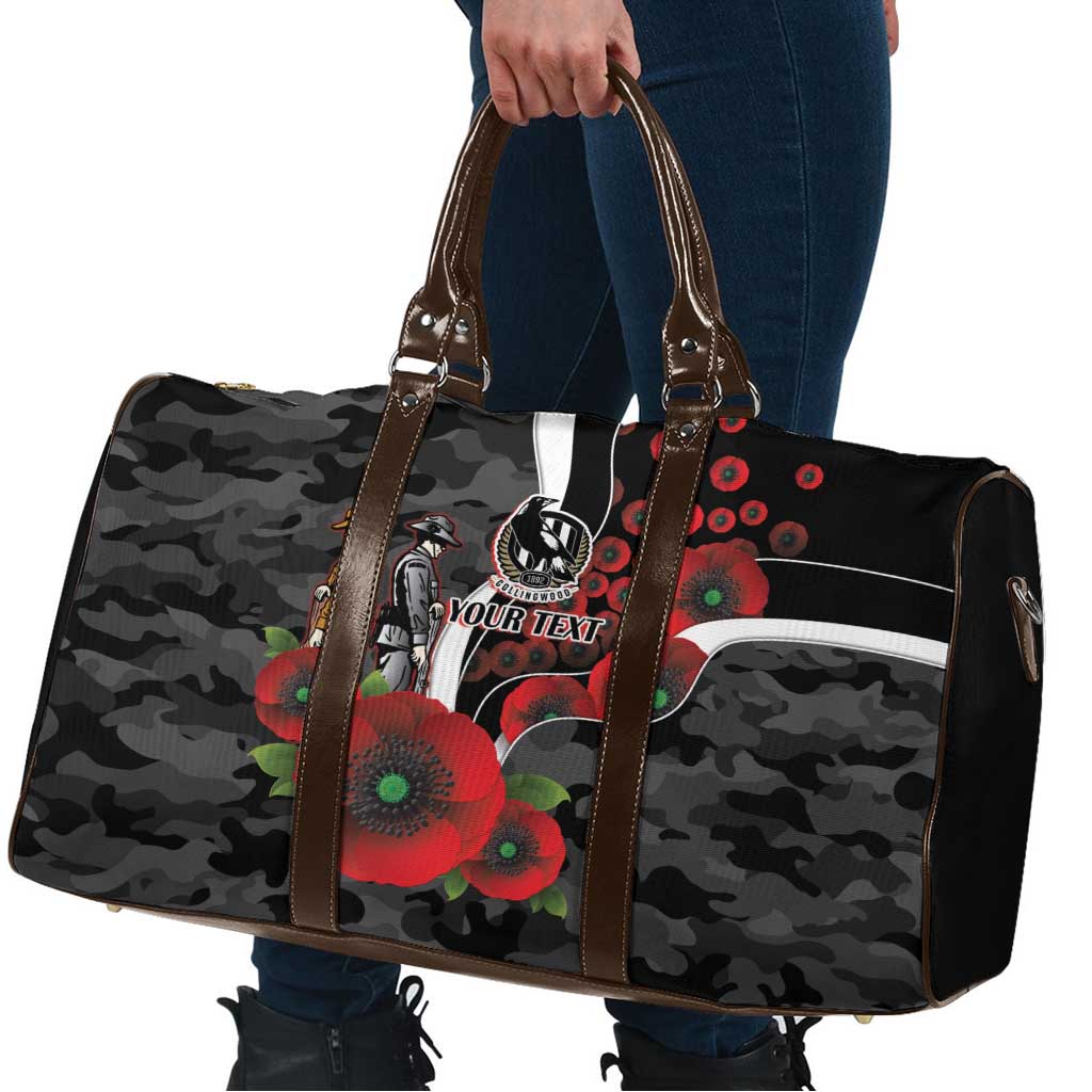 Collingwood Magpies ANZAC Personalised Travel Bag Lest We Forget Poppy Camo