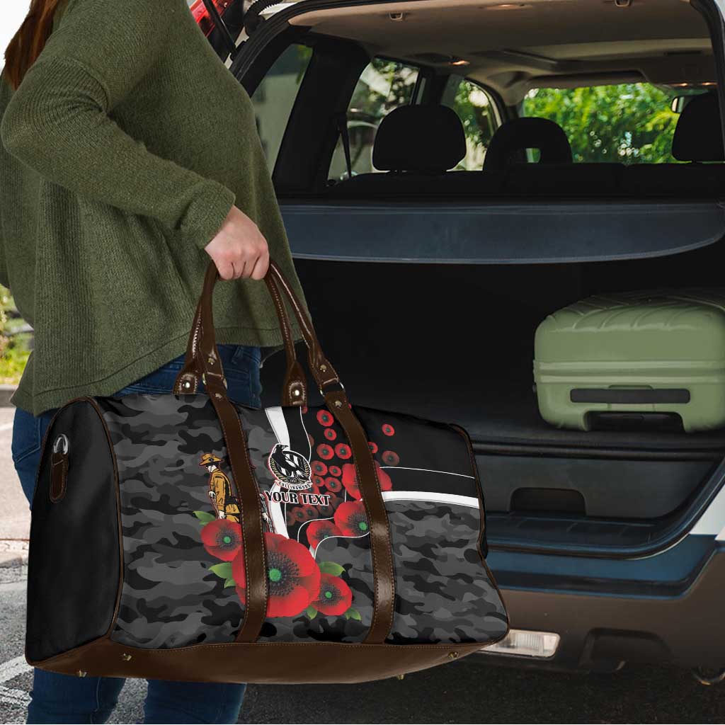 Collingwood Magpies ANZAC Personalised Travel Bag Lest We Forget Poppy Camo