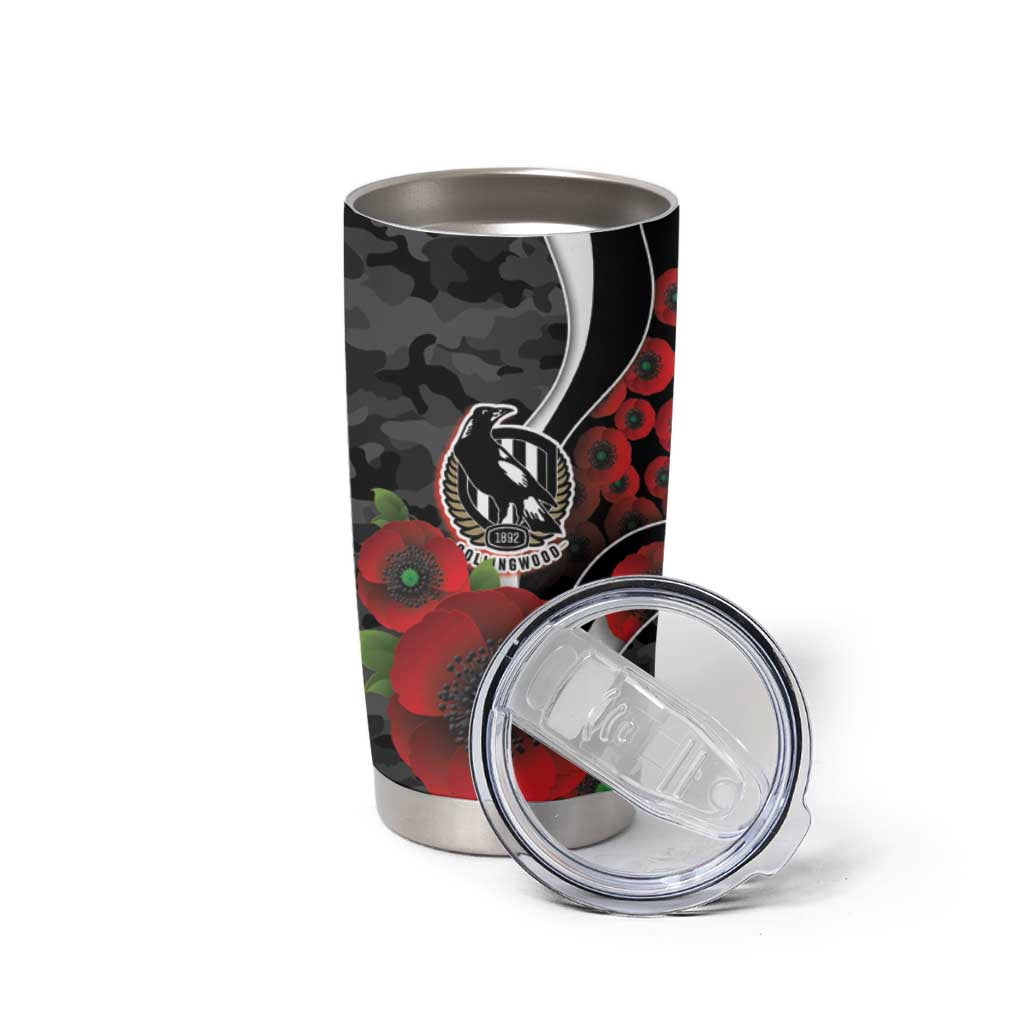 Collingwood Magpies ANZAC Personalised Tumbler Cup Lest We Forget Poppy Camo