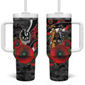 Collingwood Magpies ANZAC Personalised Tumbler With Handle Lest We Forget Poppy Camo