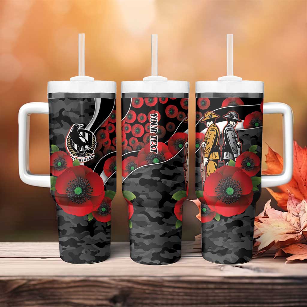 Collingwood Magpies ANZAC Personalised Tumbler With Handle Lest We Forget Poppy Camo