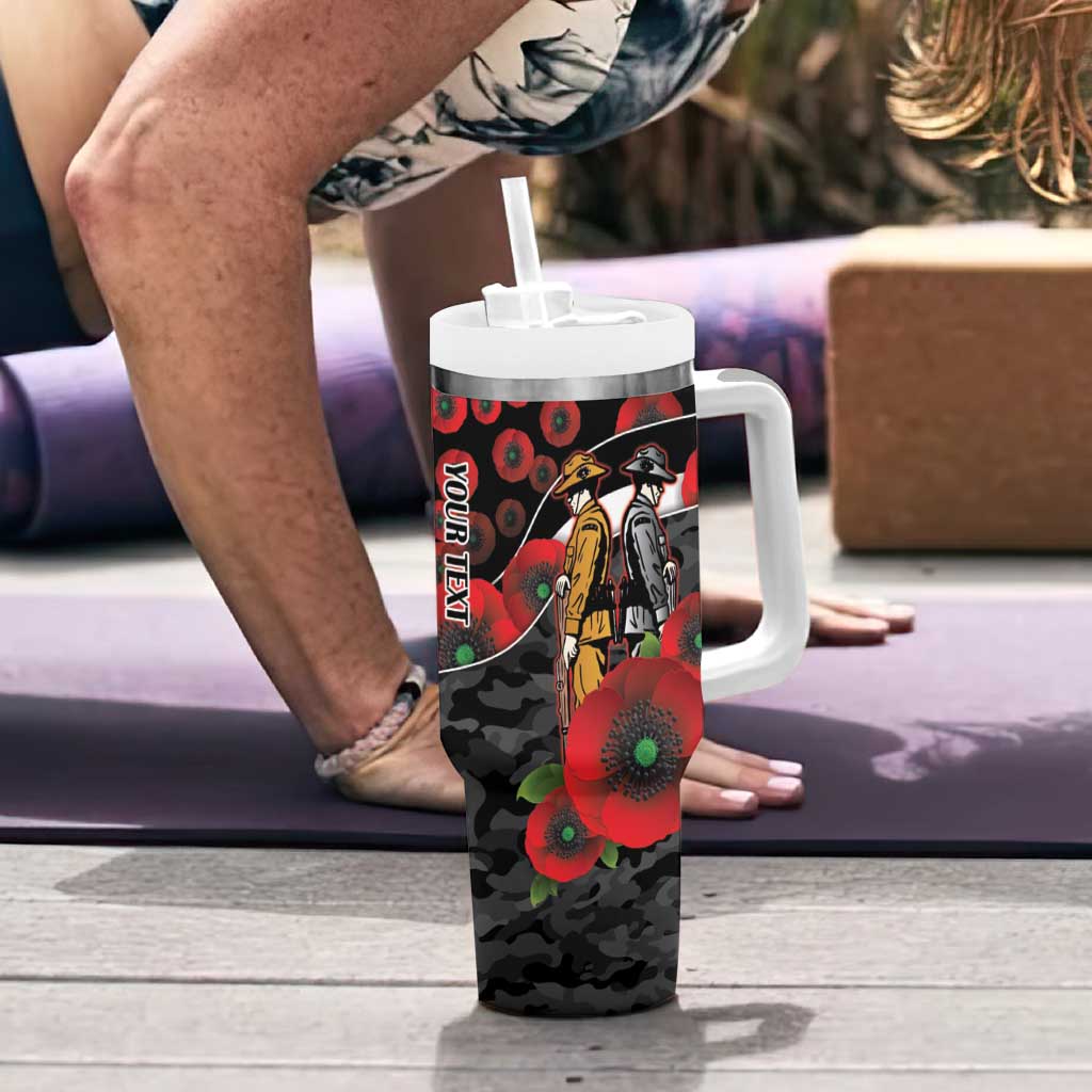 Collingwood Magpies ANZAC Personalised Tumbler With Handle Lest We Forget Poppy Camo