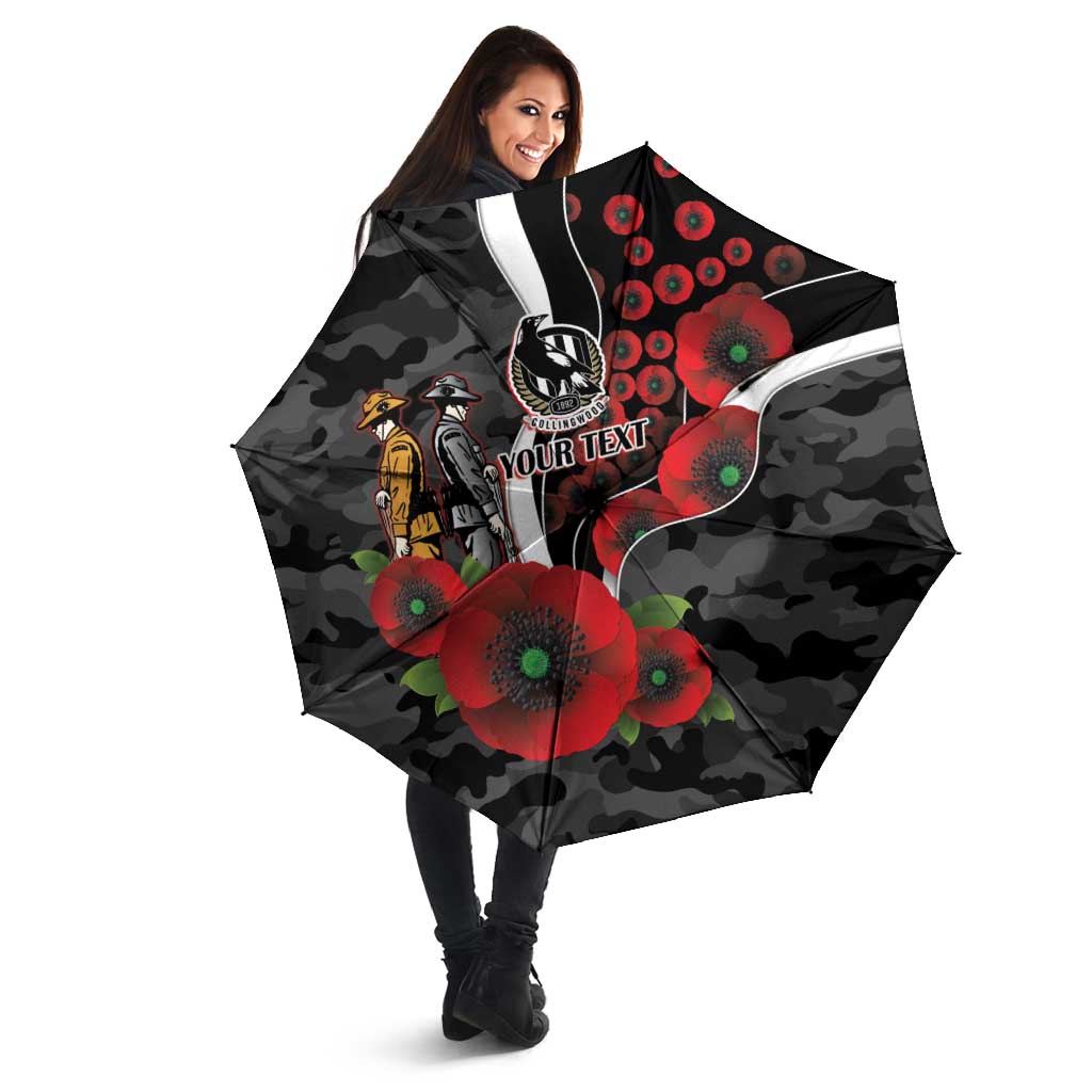 Collingwood Magpies ANZAC Personalised Umbrella Lest We Forget Poppy Camo