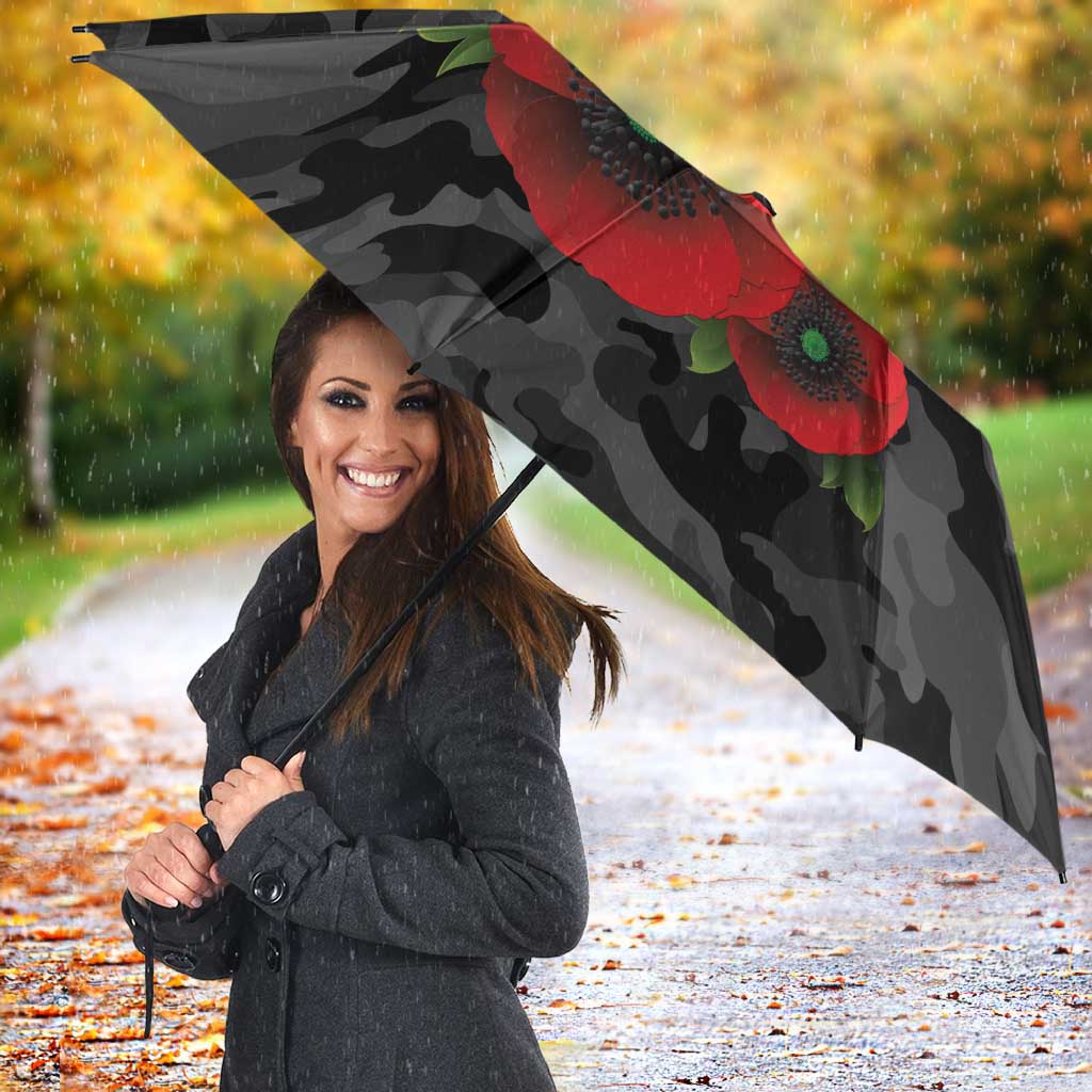 Collingwood Magpies ANZAC Personalised Umbrella Lest We Forget Poppy Camo