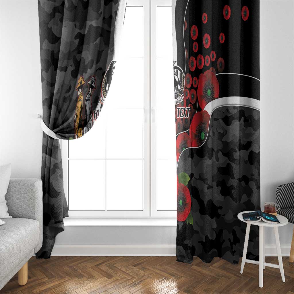 Collingwood Magpies ANZAC Personalised Window Curtain Lest We Forget Poppy Camo