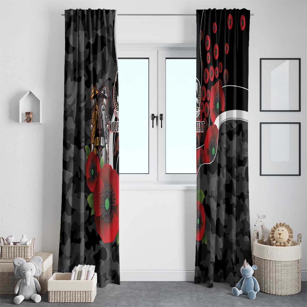 Collingwood Magpies ANZAC Personalised Window Curtain Lest We Forget Poppy Camo