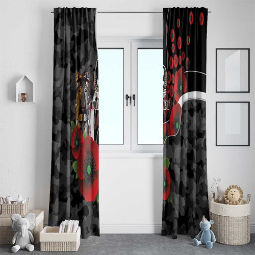 Collingwood Magpies ANZAC Personalised Window Curtain Lest We Forget Poppy Camo